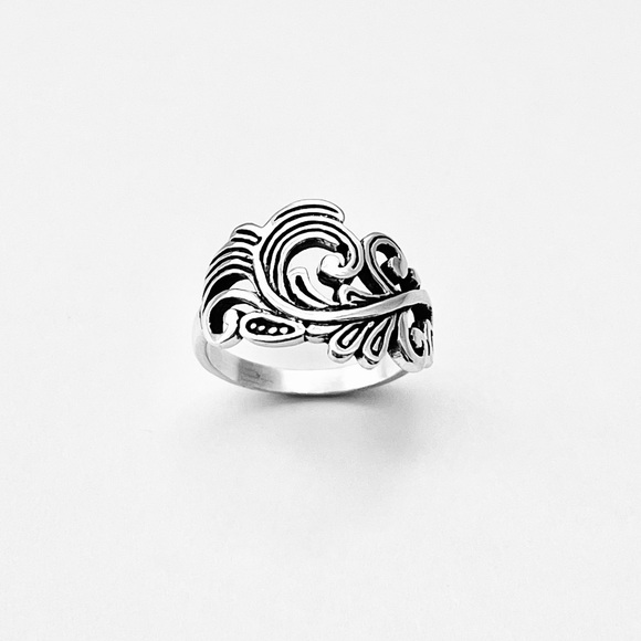 Sterling Silver Swirly Leaf Ring, Statement Ring, Tree Rings, Swirl Tree Leaves - Picture 5 of 14